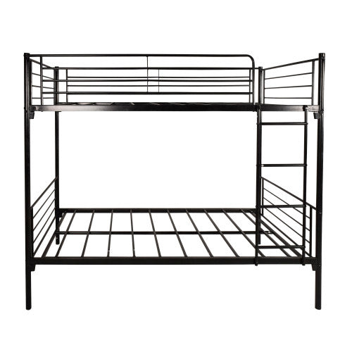Twin-Over-Twin Bunk Bed With Metal Frame And Ladder, Space-Saving Design,White