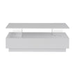 Modern White Rectangular LED Lights Coffee Table With 2 Drawers In 47.2