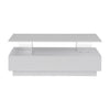 Modern White Rectangular LED Lights Coffee Table With 2 Drawers In 47.2