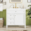 36'' Bathroom Vanity With Top Sink, Modern Bathroom Storage Cabinet With 2 Drawers And A Tip-out Drawer, Single Sink Bathroom Vanity