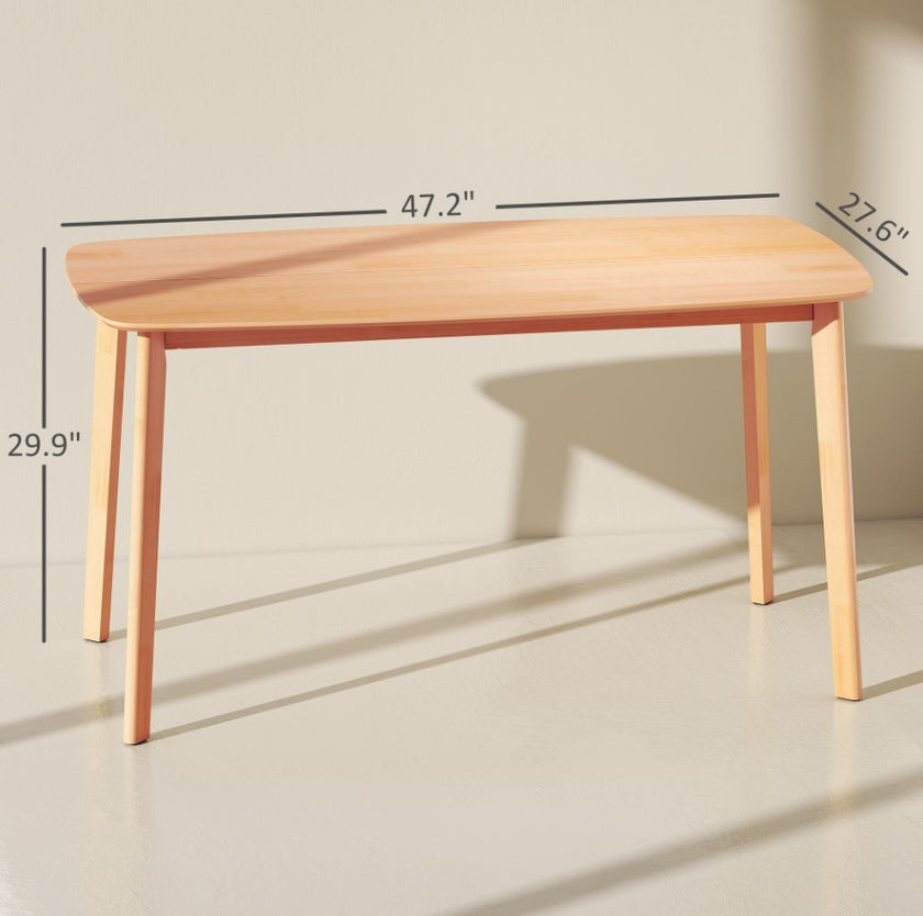 Pine Wood Dining Table For 6, 47 Rustic Rectangular Kitchen Table With Large Tabletop For Dining Room, Natural