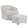 Swivel Chair With Ottoman, Modern Luxury Velvet Swivel Accent Chair, Comfy Round Armchair, Single Sofa Armchair With Lounge Seat For Bedroom Office Reading Spaces,Set Of 1,Off White