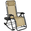 Ergonomic Recline  Beige Zero Gravity Rocker With Headrest, Tray  Phone Holder