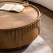 Coffee Table Round Wood Modern Solid Wood Veneer Handcrafted Relief Tea Table With Sturdy Pedestal For Apartment,Living Room