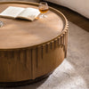 Coffee Table Round Wood Modern Solid Wood Veneer Handcrafted Relief Tea Table With Sturdy Pedestal For Apartment,Living Room