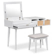 43.3 Wood Makeup Vanity Set With Flip-Top Mirror, Stool   3 Drawers