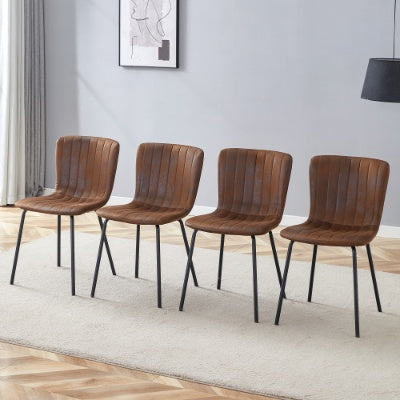 Luxury Minimalist Chairs - A Set Of 4 High Quality Dining Chairs With Black Metal Legs. The Integral Metal Leg Structure Is Suitable For Various Interior Decoration Styles.