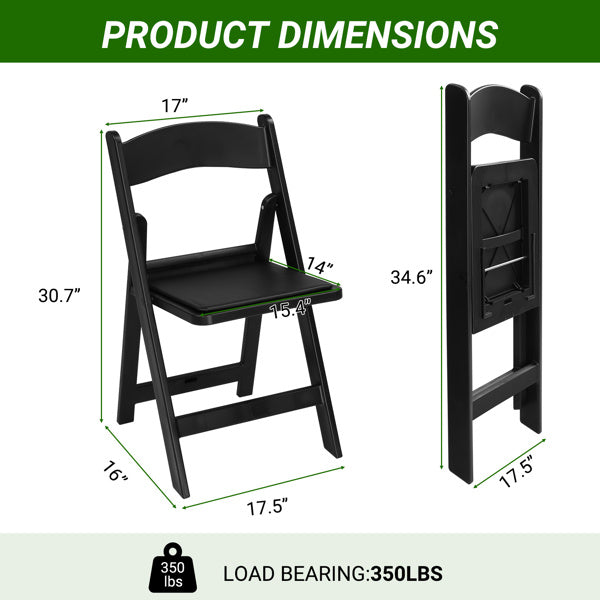 1pcs Black Plastic With Cushion Courtyard Plastic Folding Chair