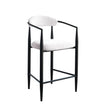 Modern Boucle Bar Stools Set Of 2 Modern Upholstered Bar Height Barstools Vintage High Island Chairs With Metal Frame Back Arms For KitchenHome Pub Dining Room