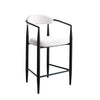 Modern Boucle Bar Stools Set Of 2 Modern Upholstered Bar Height Barstools Vintage High Island Chairs With Metal Frame Back Arms For KitchenHome Pub Dining Room