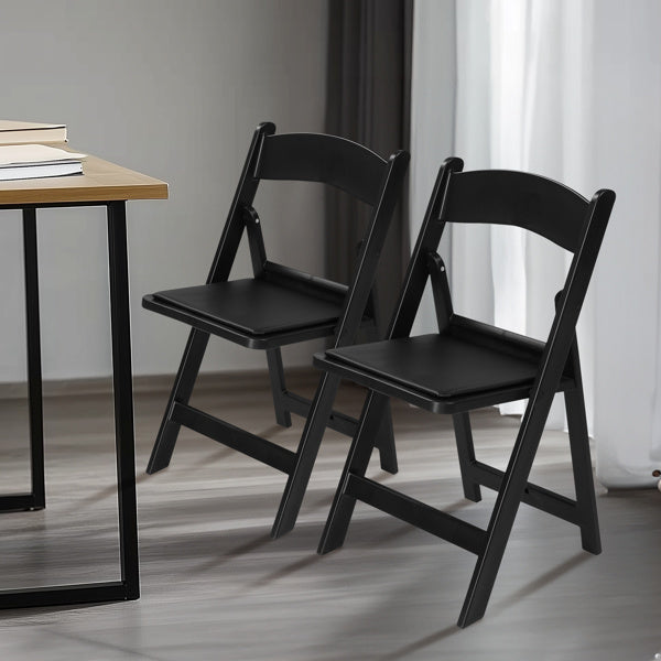 1pcs Black Plastic With Cushion Courtyard Plastic Folding Chair