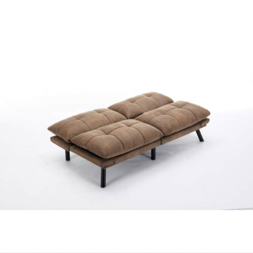 Leatehr Feeling Brown Convertible Folding Modern Sofa Bed