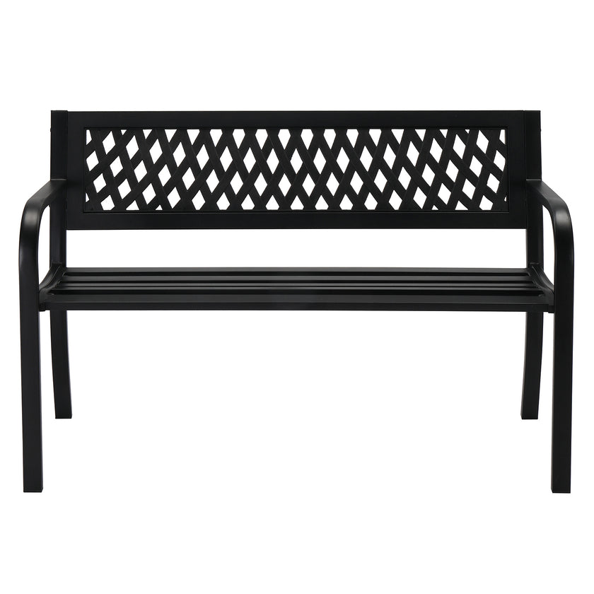 47 Inch PVC Mesh Backrest Black Iron Bench