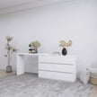 Extended Desktop With 6 Drawers And White Dressing Table