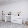 Extended Desktop With 6 Drawers And White Dressing Table