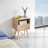 15.75  Rattan End Table With Power Outlet, USB Ports, Drawer   Solid Wood