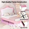 Full Size Upholstered Bed Frame With LED Lights & Crown Headboard