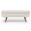 Ottoman Oval Storage Bench,Rubber Wood Legs, Beige 43.5x16x16