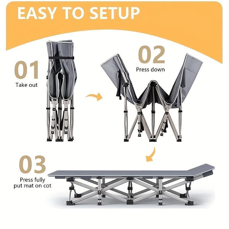 Grey Heavy-duty Folding Camping Bed With Storage Bag Suitable For Travel, Office And RV Travel,Please Note That This Product Is Shipped By Average Shipping Cost