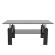 Black Glass Rectangle Coffee Table Modern Side Center For Living Room