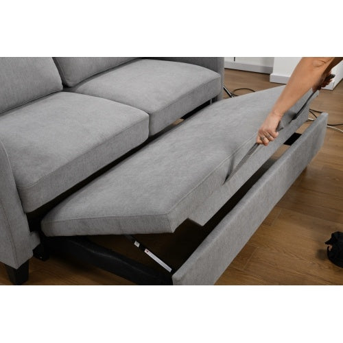 69 Inch 3-in-1 Convertible Queen Sofa Bed, Modern Fabric Love Seat Futon Sofa Sofa With Pull Out Bed, Small Love Seat Lounge Sofa With Reclining Back, Living Room Furniture,