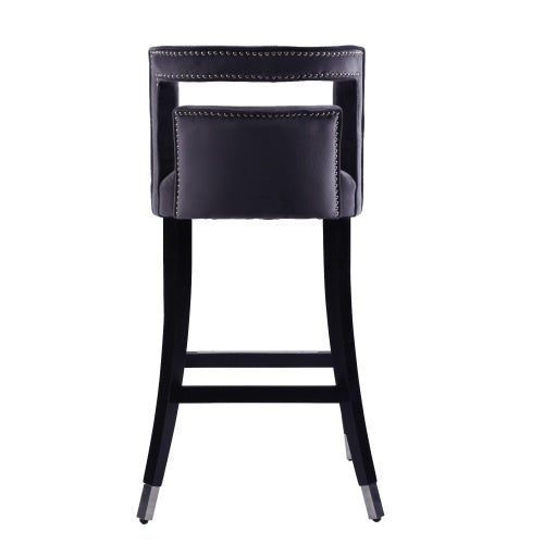 Suede Velvet Barstool With Nailheads Dining Room Chair2 Pcs Set - 30 Inch Seater Height