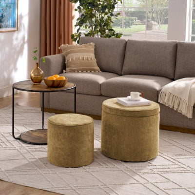 Ottoman, Multi-functional Combination Set Table Ottoman, Combination Of Ottoman And Table, With Drum Stool, With Storage Space