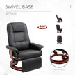 Living Room Relaxation Black Faux Leather Swivel Recliner With Adjustable Footrest