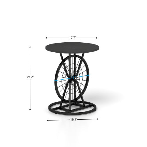 2 Piece Vintage Industrial Wheel Design Side Table
