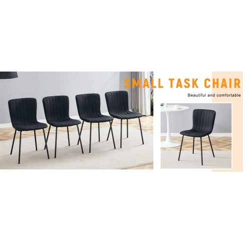 Luxury Minimalist Chairs - A Set Of 4 High Quality Dining Chairs With Black Metal Legs. The Integral Metal Leg Structure Is Suitable For Various Interior Decoration Styles.
