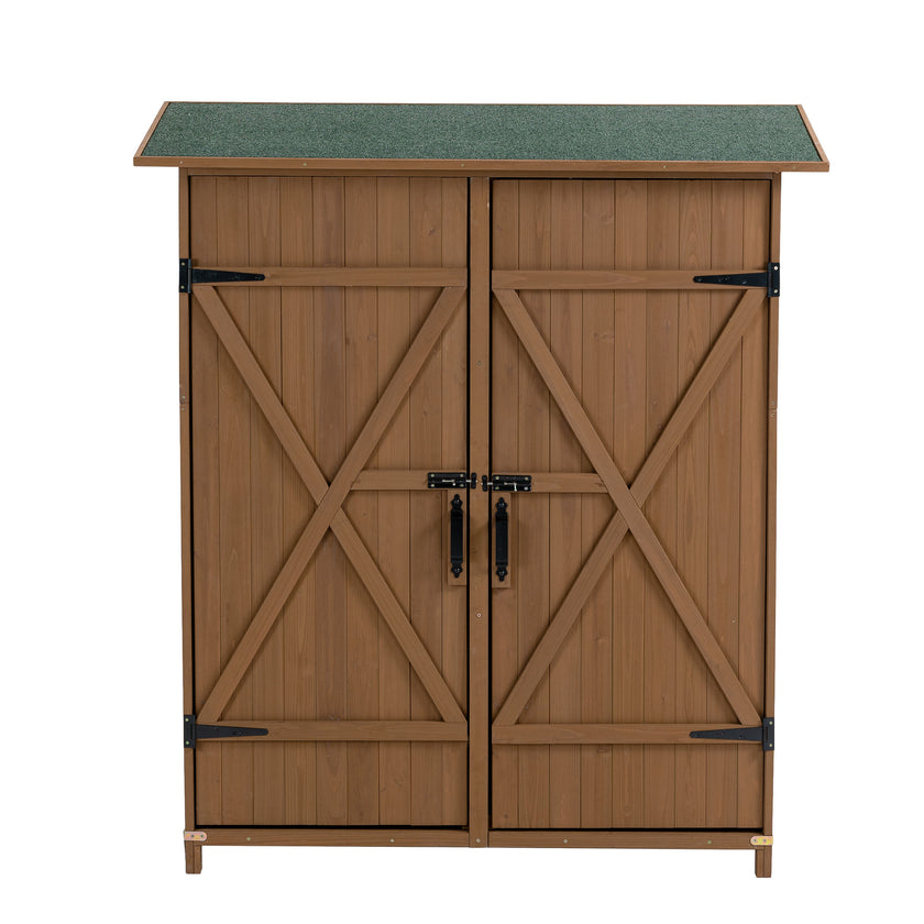 56L X 19.5W X 64H In Outdoor Storage Shed With Lockable Door,Wooden Tool Storage Shed With Detachable Shelves And Pitch Roof