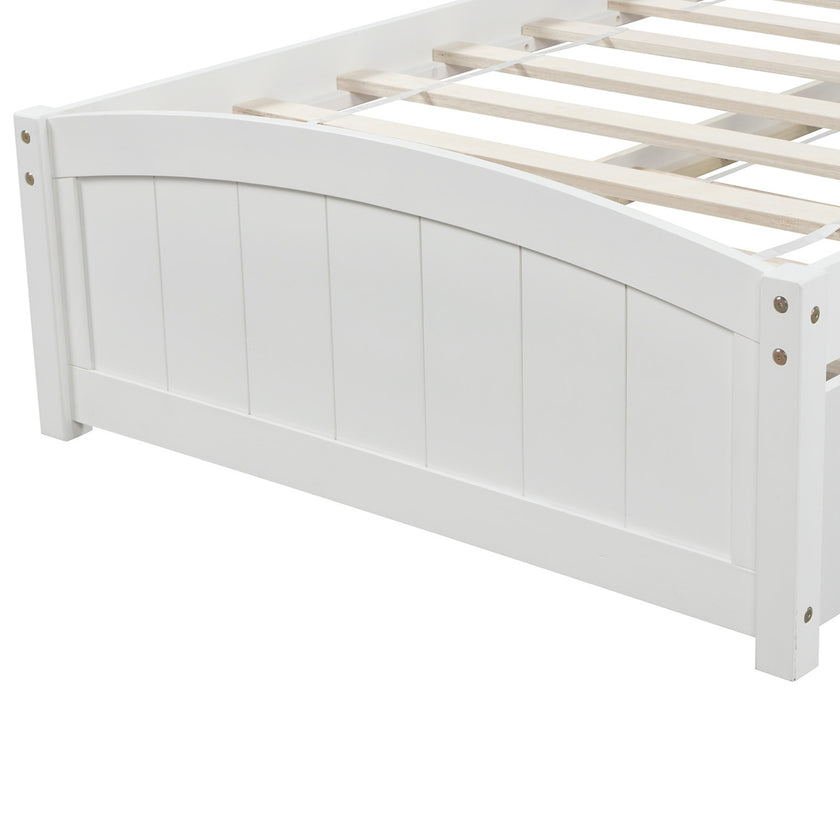 Twin Size Platform Bed With Two Drawers, White