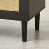 Side Panel Buffet Cabinet With Natural Rattan Door, Rattan Storage Cabinet With Adjustable Shelves,