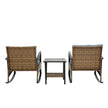 3pcs Rattan Rocking Chair Set Outdoor Leisure Grey