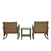3pcs Rattan Rocking Chair Set Outdoor Leisure Grey