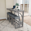Bar Table Set With Power Outlet, Bar Table And Chairs Set, 4 Piece Dining Table Set, Industrial Brea