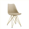 Modern Dining Chairs With Shell Leisure Plastic Seats And Golden Steel Legs