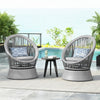 Set Of 2  26.7 Modern Gray Wicker Lounge Chair With Rattan And Iron Frame, Featuring A Stylish Round Design, Perfect For Living Room, Patio, Or Balcony Relaxation