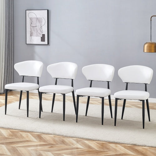 White Minimalist Ergonomic Dining Chair, With A Curved Backrest For Comfortable Design,Unlocking A Comfortable And Minimalist New Sitting Posture. A Pack Of 4.Available In Black And White.