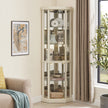 Corner Lighted Curio Cabinet Corner Glass Cabinet Lighted Curio Cabinet Corner Display Case For Living Room, Curio Cabinet, Antique Collection, Wine,Bar Glass Storage Light Included,Dark Cherry