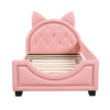 Twin Size Upholstered Daybed With Carton Ears Shaped Headboard
