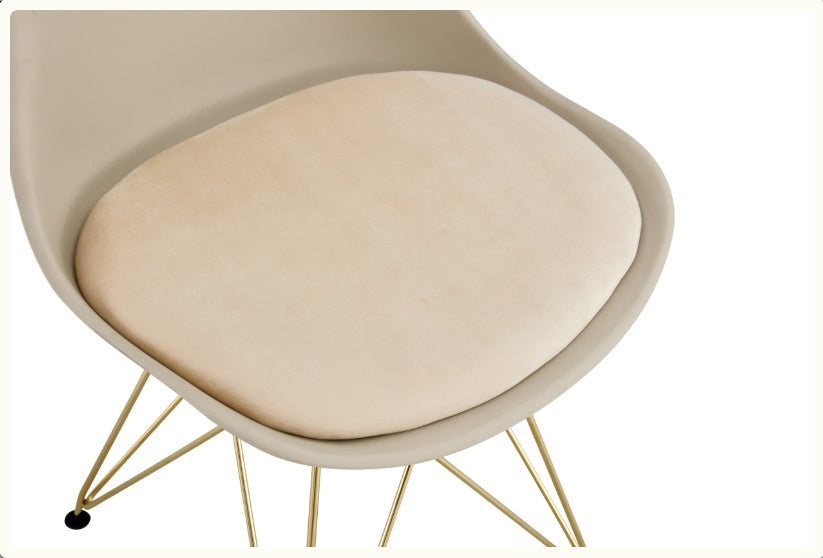 Modern Dining Chair With Shell Leisure Plastic Seat And Golden Steel Legs