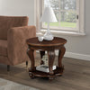22'' Retro Round End Table,Solid Wood Sofa Side Table With Shelf,Living Room Corner Table Easy Assem