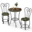 Modern Style 3 Piece Coffee Table Set Round Coffee Table With 2 Round Back Chairs