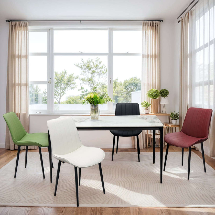 Leather Dining Chair With Metal Legs