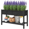 Raised Garden Bed, 47 X 22 X 31.5 In. Elevated Wood Planter Box With Storage Shelf, Drainage Holes, And Liner, Black
