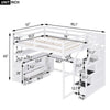 Full Size Loft Bed With Desk And Shelves, Two Built-in Drawers, Storage Staircase, White