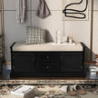 TREXM Storage Bench With Drawers, Cabinets & Removable Cushion For Living Room