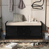 TREXM Storage Bench With Drawers, Cabinets & Removable Cushion For Living Room