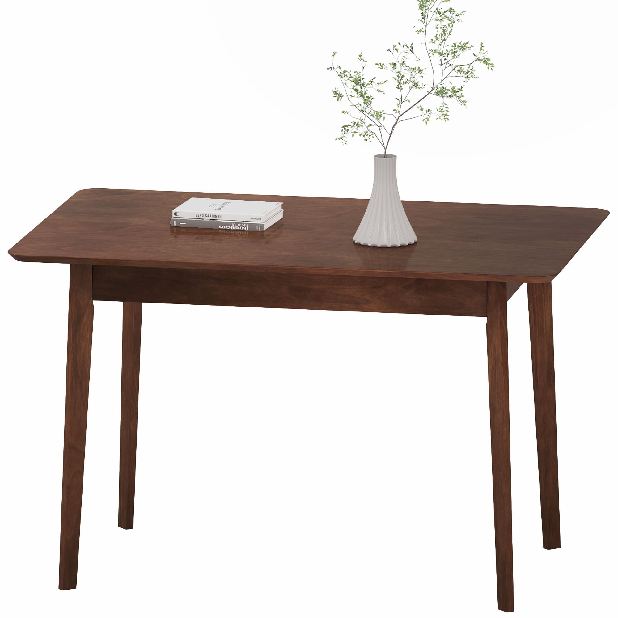 47.2 Rectangle Dining Table For 4, MidCentury Modern Kitchen Table With Rubber Wood Legs For Dining Room, Walnut